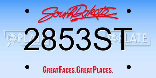 2853ST South Dakota License Plate