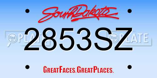 2853SZ South Dakota License Plate