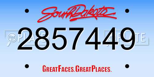 2857449 South Dakota License Plate