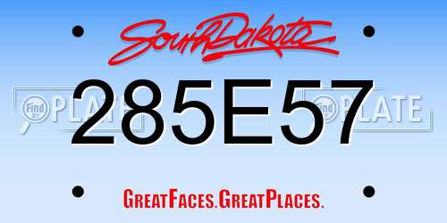 285E57 South Dakota License Plate