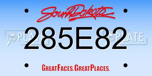 285E82 South Dakota License Plate