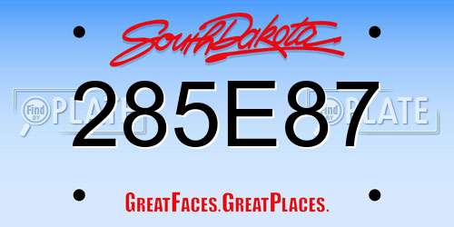 285E87 South Dakota License Plate