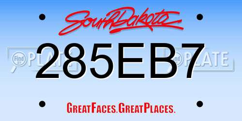 285EB7 South Dakota License Plate