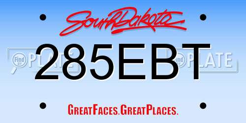 285EBT South Dakota License Plate