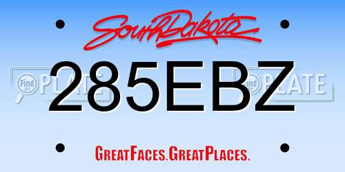 285EBZ South Dakota License Plate