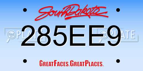 285EE9 South Dakota License Plate