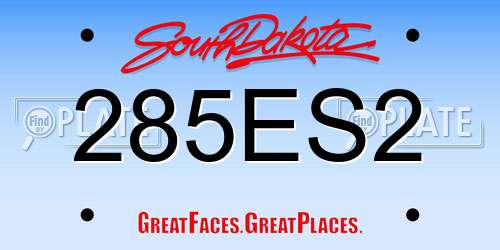 285ES2 South Dakota License Plate