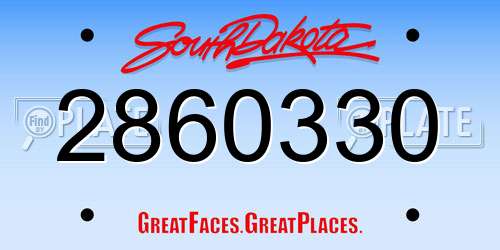 2860330 South Dakota License Plate
