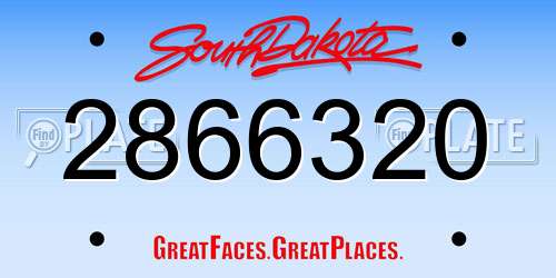 2866320 South Dakota License Plate