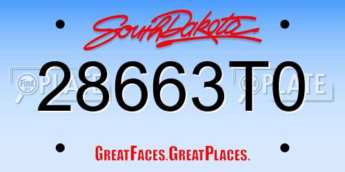 28663T0 South Dakota License Plate