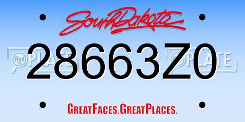28663Z0 South Dakota License Plate