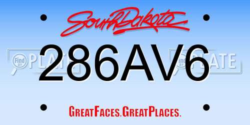 286AV6 South Dakota License Plate