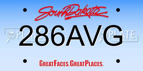 286AVG South Dakota License Plate