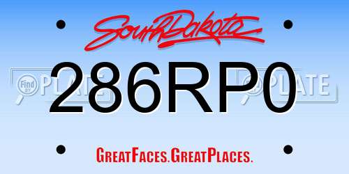 286RP0 South Dakota License Plate