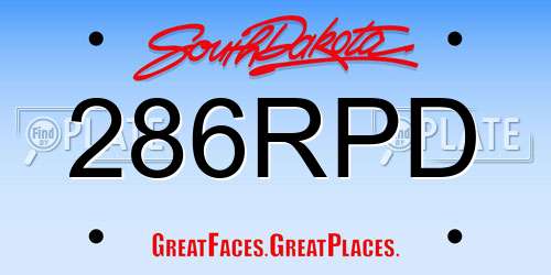 286RPD South Dakota License Plate