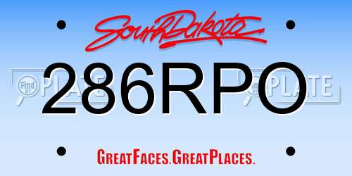 286RPO South Dakota License Plate