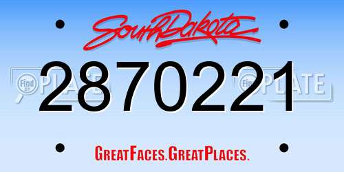 2870221 South Dakota License Plate
