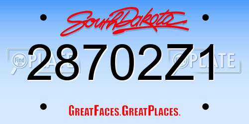 28702Z1 South Dakota License Plate
