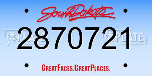 2870721 South Dakota License Plate