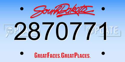2870771 South Dakota License Plate