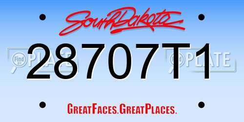 28707T1 South Dakota License Plate