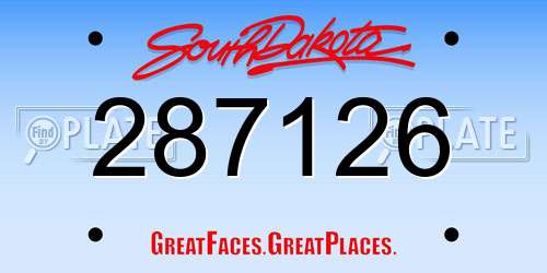 287126 South Dakota License Plate