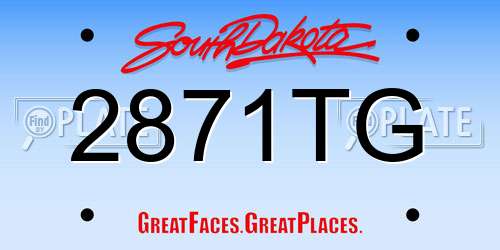 2871TG South Dakota License Plate