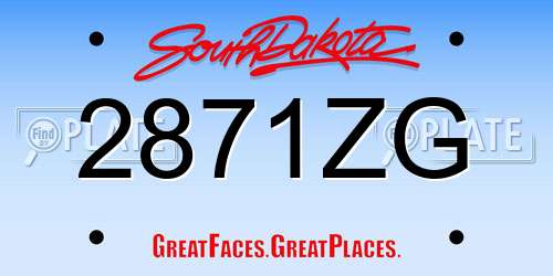 2871ZG South Dakota License Plate