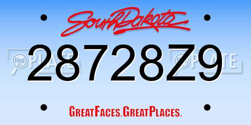 28728Z9 South Dakota License Plate