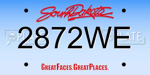 2872WE South Dakota License Plate