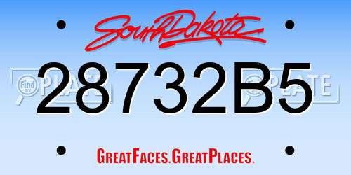28732B5 South Dakota License Plate