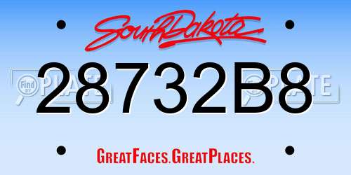 28732B8 South Dakota License Plate