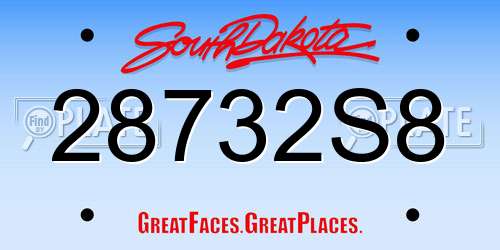 28732S8 South Dakota License Plate