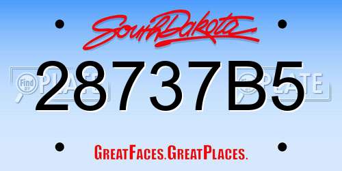 28737B5 South Dakota License Plate