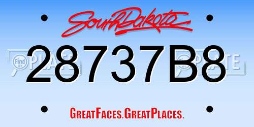 28737B8 South Dakota License Plate