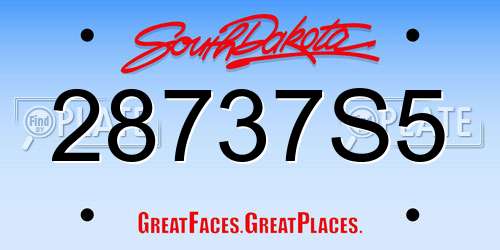 28737S5 South Dakota License Plate
