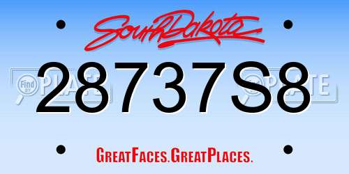 28737S8 South Dakota License Plate
