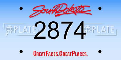 2874 South Dakota License Plate