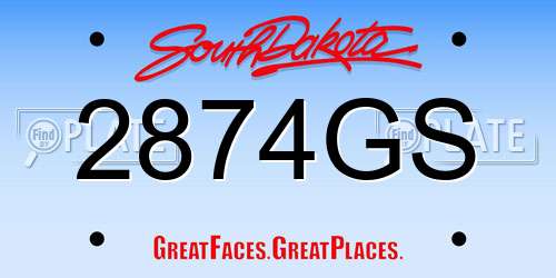 2874GS South Dakota License Plate