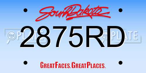 2875RD South Dakota License Plate