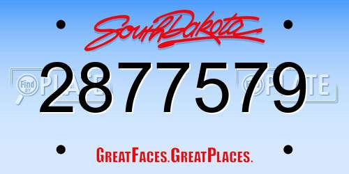 2877579 South Dakota License Plate