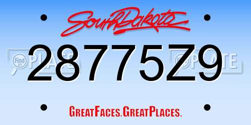 28775Z9 South Dakota License Plate