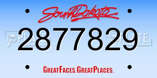 2877829 South Dakota License Plate