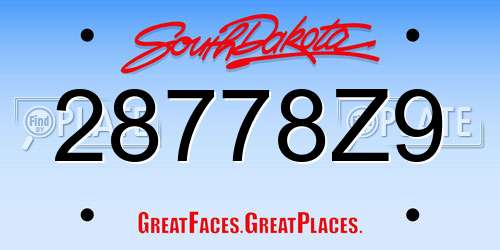 28778Z9 South Dakota License Plate