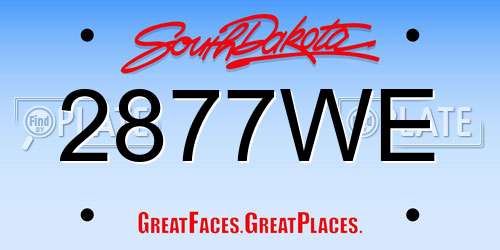 2877WE South Dakota License Plate