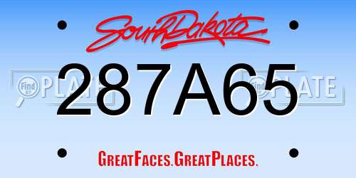 287A65 South Dakota License Plate