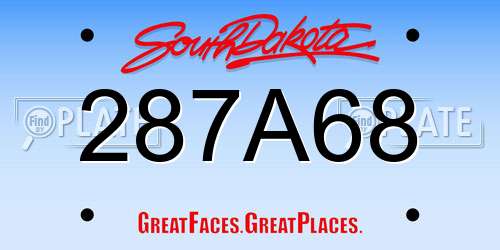 287A68 South Dakota License Plate