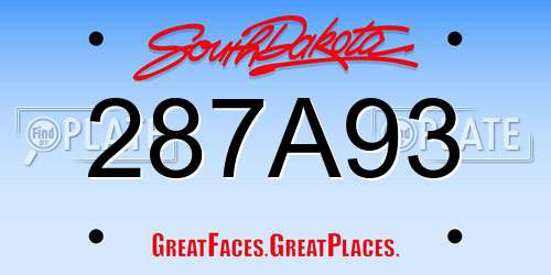 287A93 South Dakota License Plate