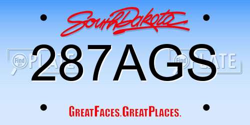 287AGS South Dakota License Plate