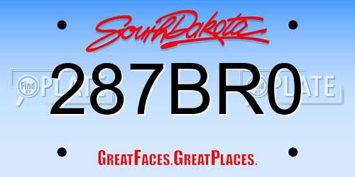 287BR0 South Dakota License Plate